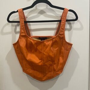 Sincerely Jules faux leather Orange Crop Top tank sleeveless